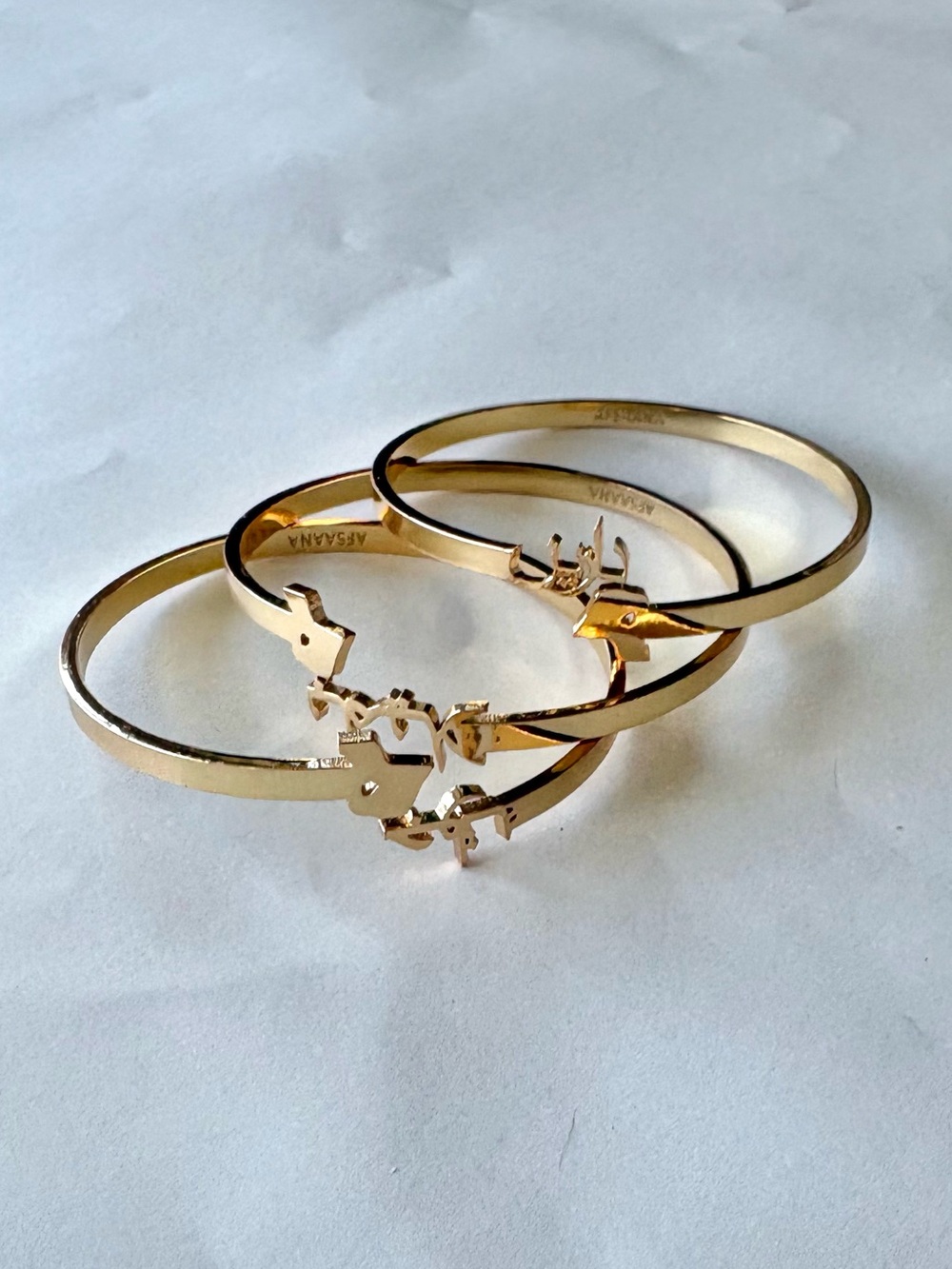 AFSAANA Gold Script Arabic Monogram Bangle Bracelet Set - Women Jewelry